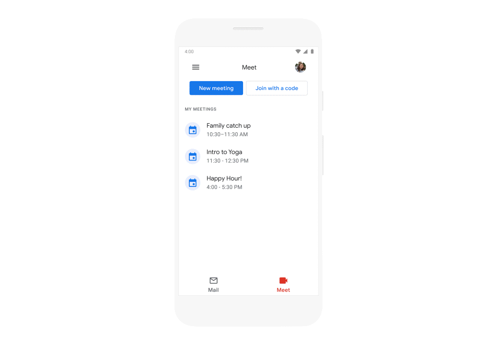 Stay connected more easily with Meet in Gmail on mobileから引用