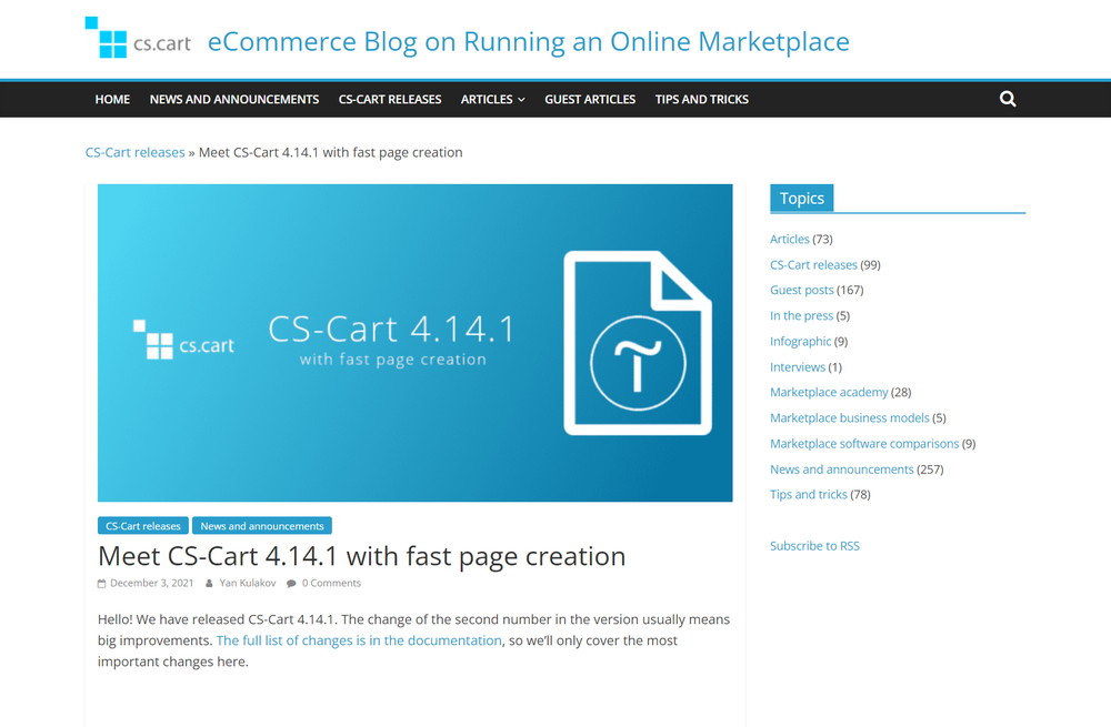 Meet CS-Cart 4.14.1 with fast page creation