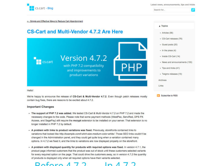 CS-Cart and Multi-Vendor 4.7.2