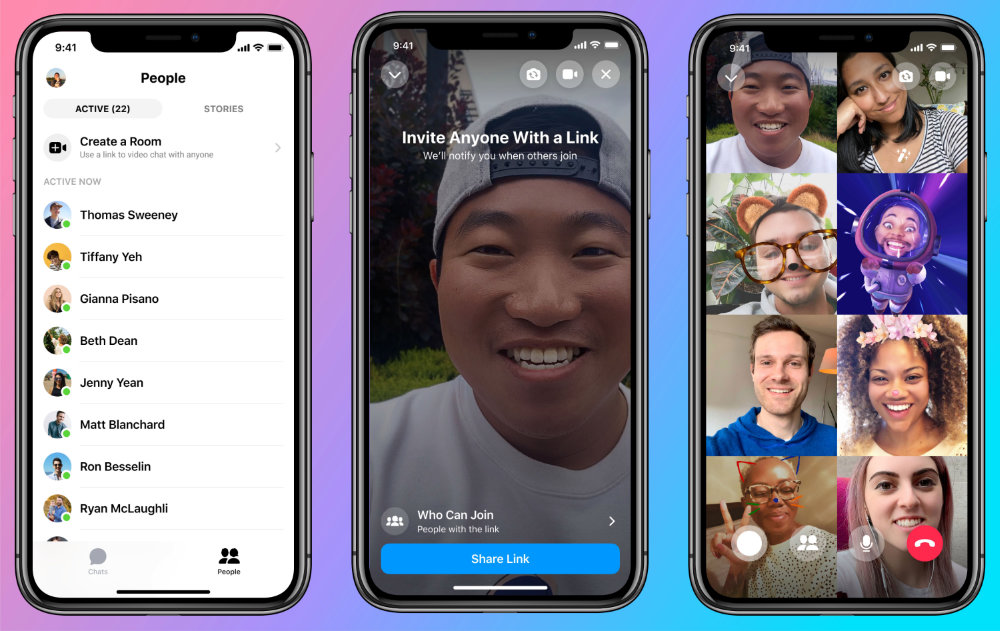 Facebook：Introducing Messenger Rooms and More Ways to Connect When You’re Apartから