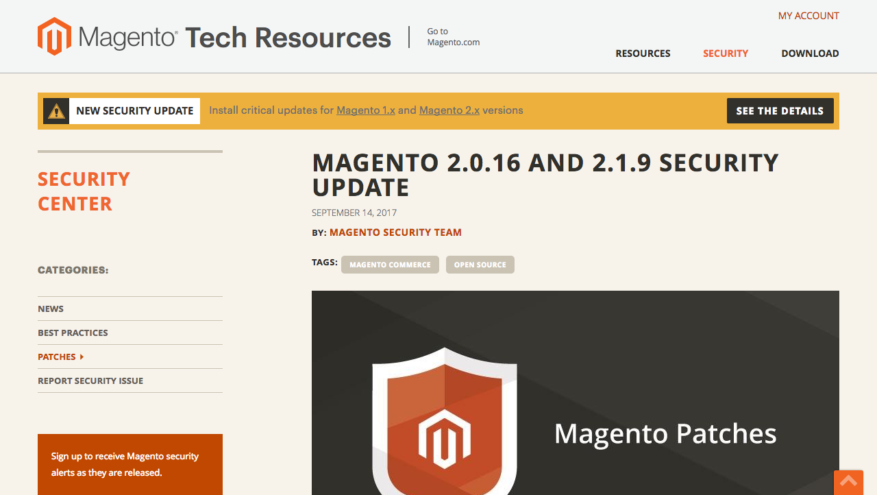 Magento 2.0.16 and 2.1.9 Security Update