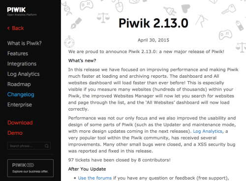 Piwik 2.13.0