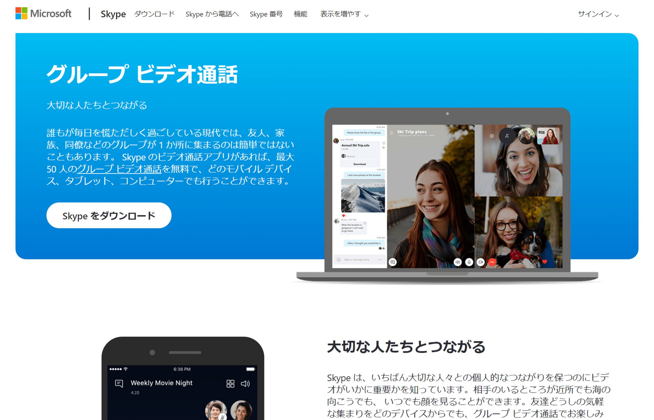 Skype グループ ビデオ通話