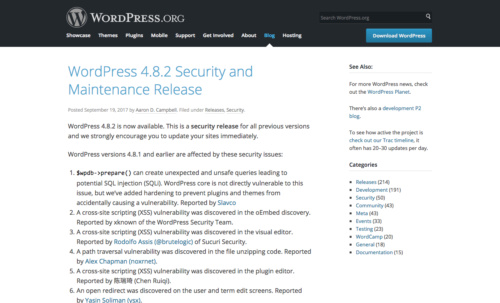 WordPress 4.8.2 Security and Maintenance release