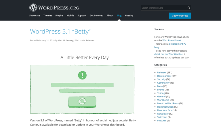 WordPress 5.1 “Betty”
