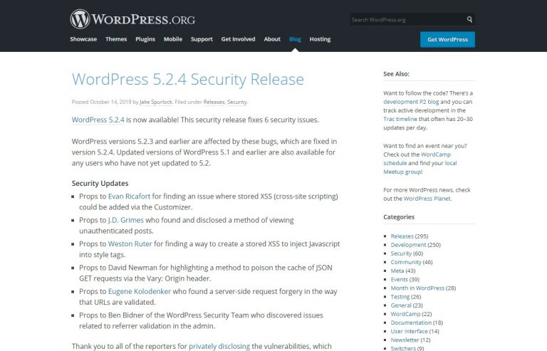 WordPress 5.2.4 Security Release