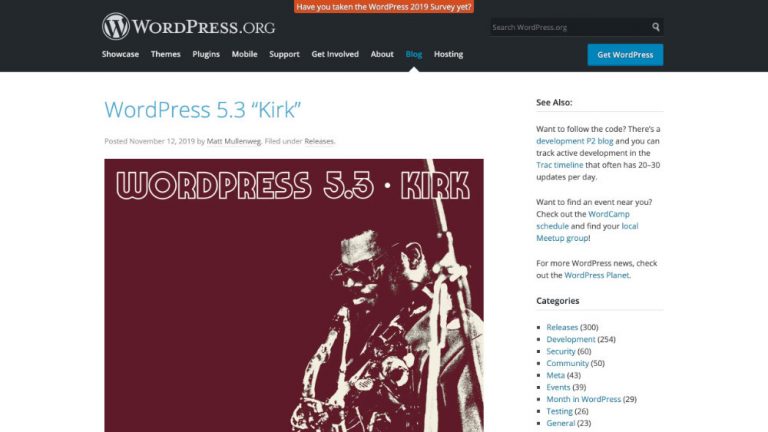 WordPress 5.3 "Kirk"