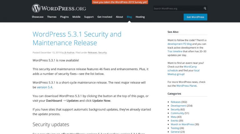 WordPress 5.3.1 Security and Maintenance Release