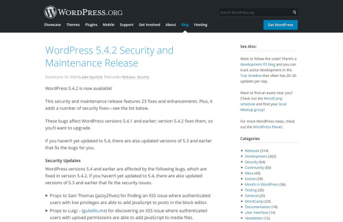 WordPress 5.4.2 Security and Maintenance Release