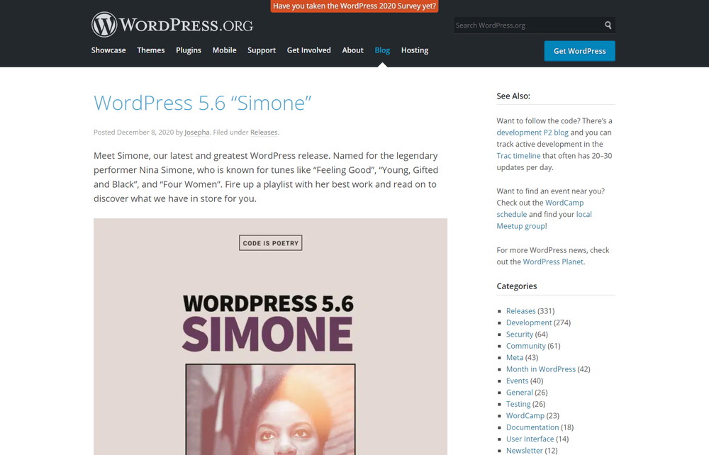 WordPress 5.6 Simone