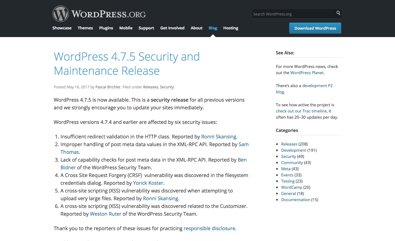 Wordpress 4.7.5